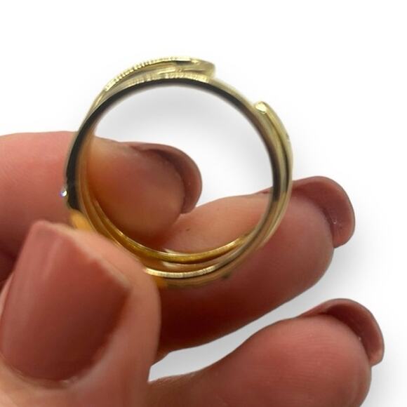 NEW INC Macy's Gold Triple Band Pavé Crystal Statement Ring Size 10 Rhinestone - Picture 6 of 9